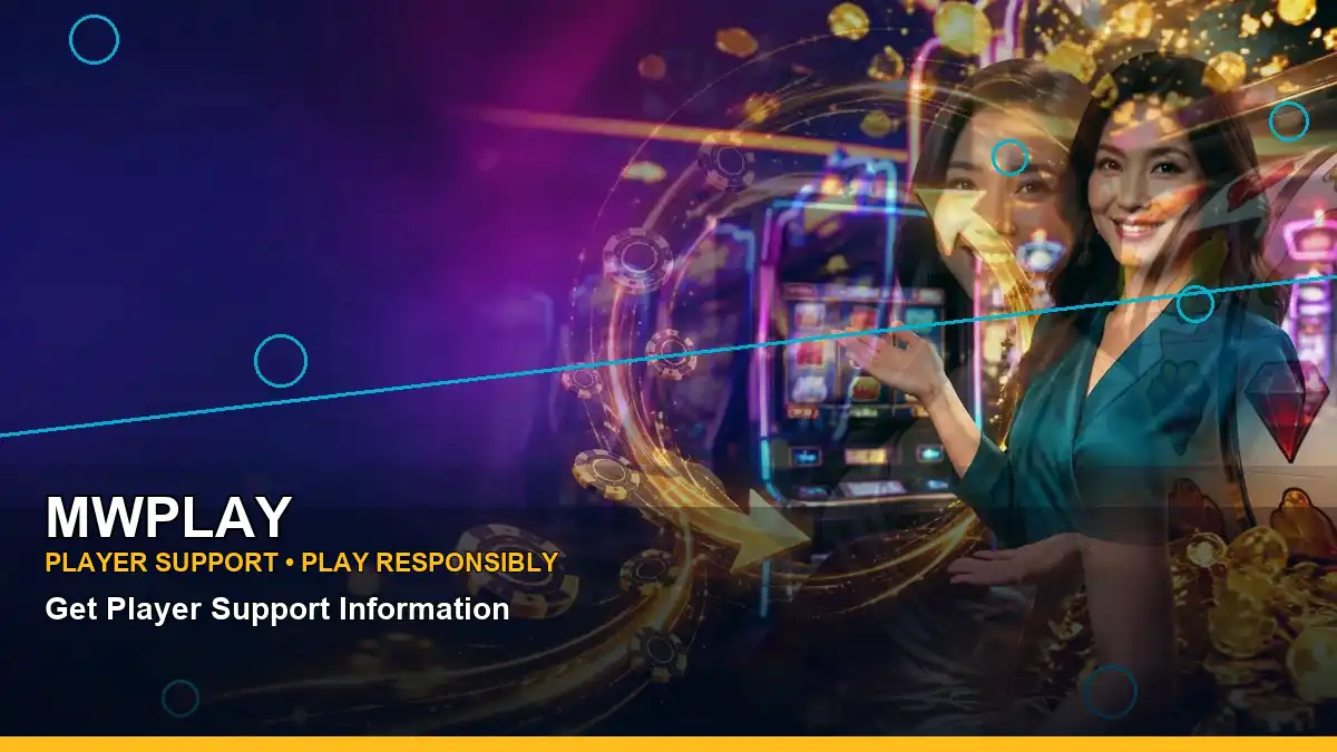 MWPLAY mobile casino first deposit rewards featuring an adult Filipina casino host with a wide-action composition